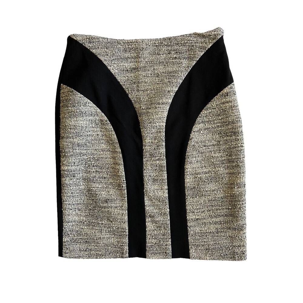 Womens Tweed Pencil Skirt Size S Gray Black Bodycon Office‎ Siren Colorblock Y2K